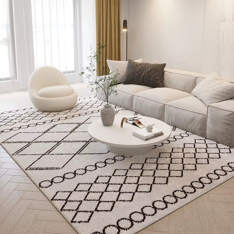 Nordic Style Living Room Decoration Plush Carpet Abstract Art Design Rugs for Bedroom Simple Line Soft Rug Home Thick Floor Mat