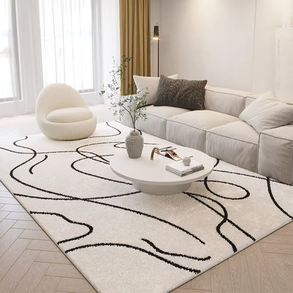 Nordic Style Living Room Decoration Plush Carpet Abstract Art Design Rugs for Bedroom Simple Line Soft Rug Home Thick Floor Mat