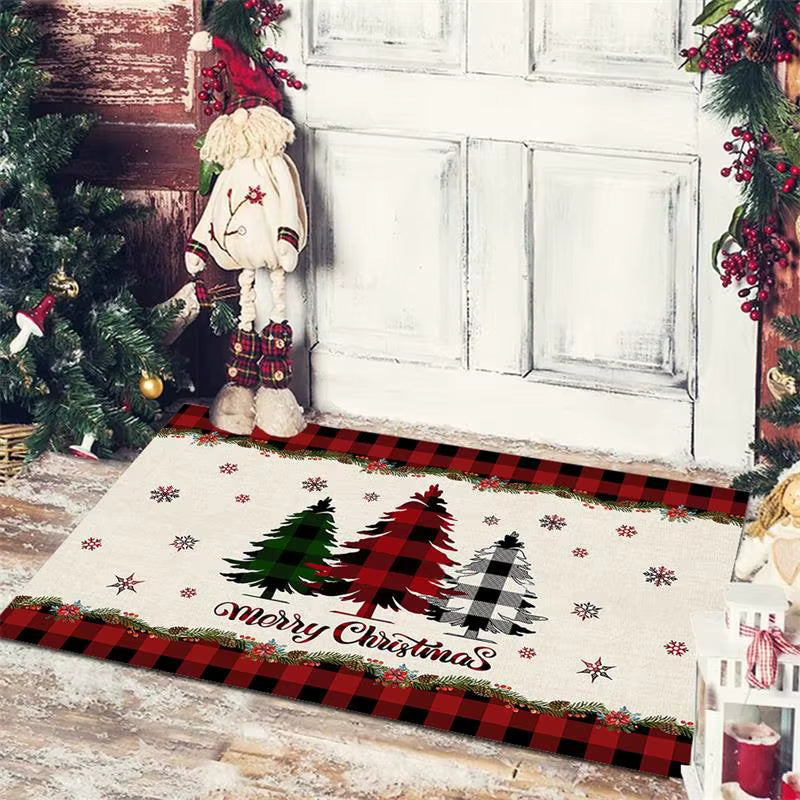 Christmas Welcome Entrance Doormat Decor Kitchen Hallway Rugs Bathroom Non-Slip Foot Rug Living Room Carpet Christmas Decoration