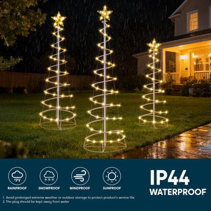 3 Pack Spiral Tree Christmas Decoration Outdoor,218 LED Christmas Tree Light Decorations,Christmas Yard Light with Stakes Decorations Outdoor Holiday Decor