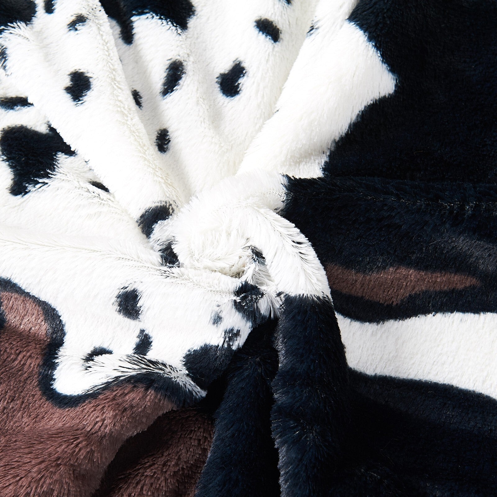 HST Cow Print Faux Fur Throw Blanket Soft Cozy Reversible Fall Winter Decor Gift