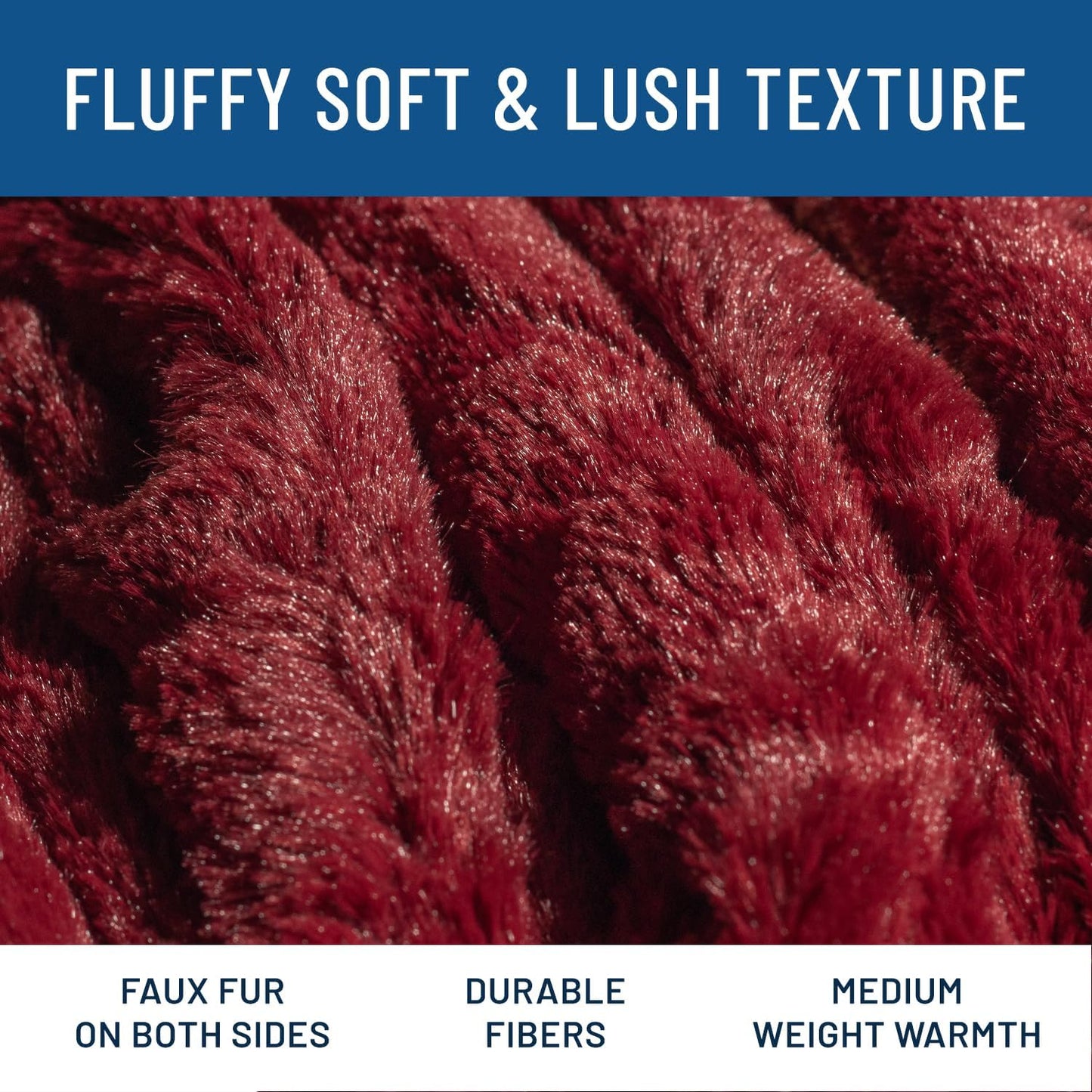 Soft & Comfortable Red Faux Fur Throw Blanket for Couch - (50"X65") Minky & Fluffy Fall Blankets & Throws, Plush Fuzzy Cover for Bed, Sofa & Living Room - Cozy Home Decor