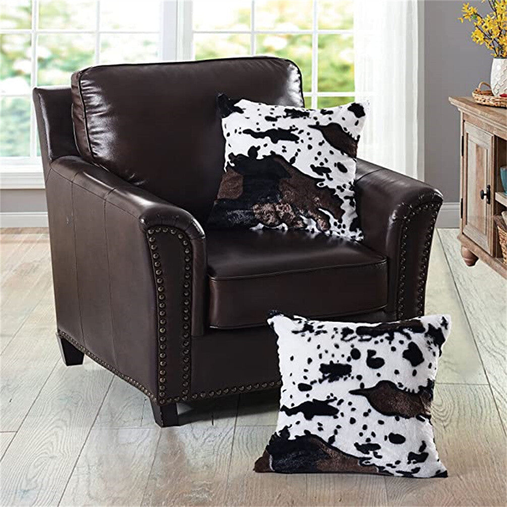 HST Cow Print Faux Fur Throw Blanket Soft Cozy Reversible Fall Winter Decor Gift