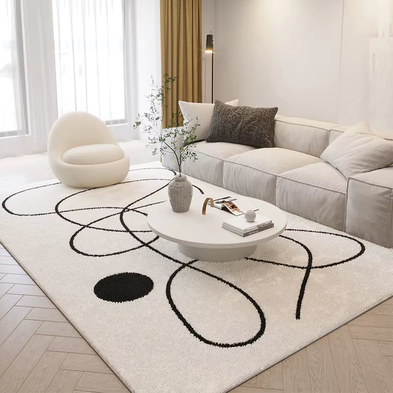 Nordic Style Living Room Decoration Plush Carpet Abstract Art Design Rugs for Bedroom Simple Line Soft Rug Home Thick Floor Mat