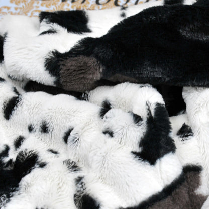 HST Cow Print Faux Fur Throw Blanket Soft Cozy Reversible Fall Winter Decor Gift