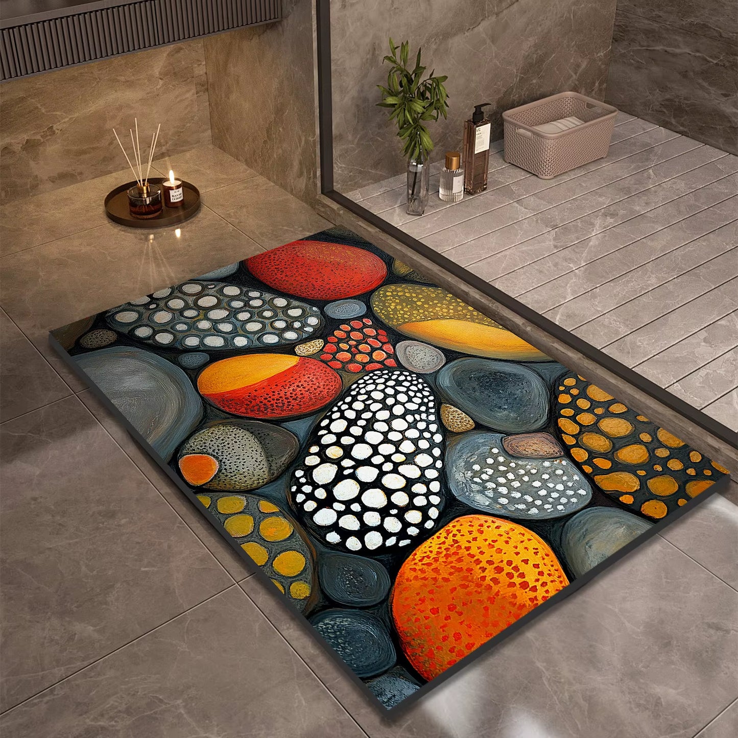 Stone Design Diatomite Bath Mat Bathroom Non-Slip Shower Foot Mats Absorbent Quick Dry Toilet Rugs Carpet Doormat Washable