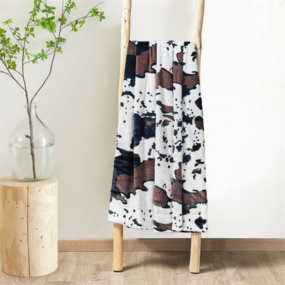 HST Cow Print Faux Fur Throw Blanket Soft Cozy Reversible Fall Winter Decor Gift