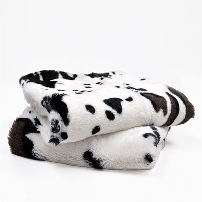 HST Cow Print Faux Fur Throw Blanket Soft Cozy Reversible Fall Winter Decor Gift