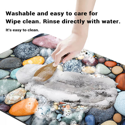 Stone Design Diatomite Bath Mat Bathroom Non-Slip Shower Foot Mats Absorbent Quick Dry Toilet Rugs Carpet Doormat Washable