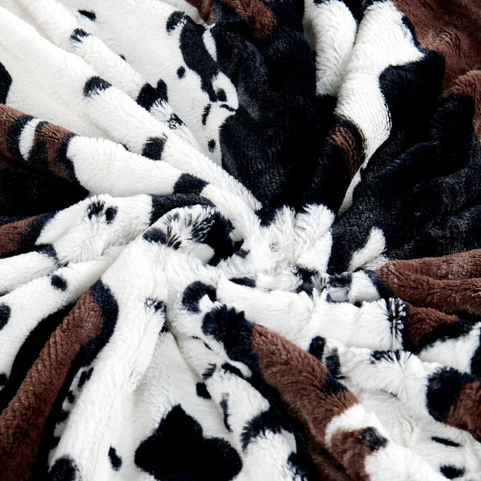 HST Cow Print Faux Fur Throw Blanket Soft Cozy Reversible Fall Winter Decor Gift
