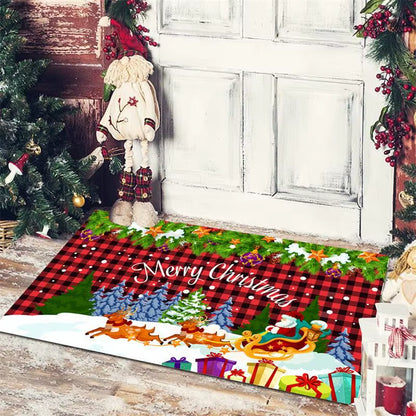 Christmas Welcome Entrance Doormat Decor Kitchen Hallway Rugs Bathroom Non-Slip Foot Rug Living Room Carpet Christmas Decoration
