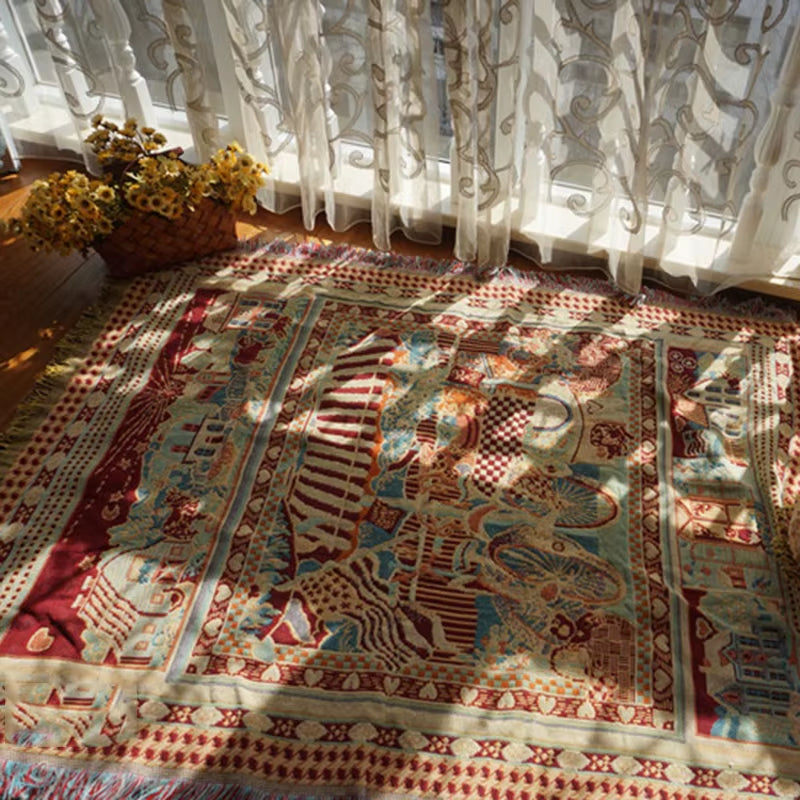 Double Sided Knitted Bohemian Soft Sofa Cover Blanket with Tassels Thread Couch Sleeping Rugs Vintage Home Bed Blanket