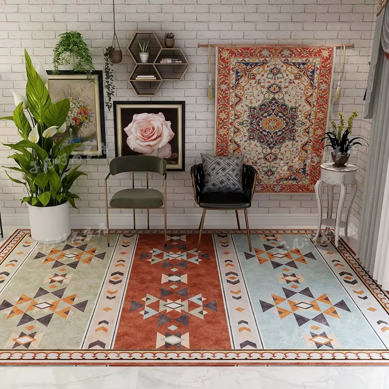 American Retro Living Room Decoration Carpet Minimalist Bedside Rugs for Bedroom Large Area Non-Slip Mat Washable Lounge Rug