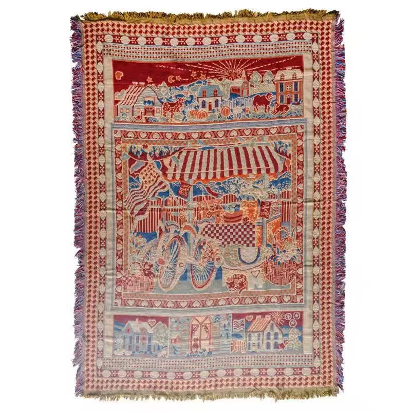 Double Sided Knitted Bohemian Soft Sofa Cover Blanket with Tassels Thread Couch Sleeping Rugs Vintage Home Bed Blanket