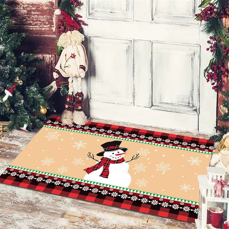 Christmas Welcome Entrance Doormat Decor Kitchen Hallway Rugs Bathroom Non-Slip Foot Rug Living Room Carpet Christmas Decoration