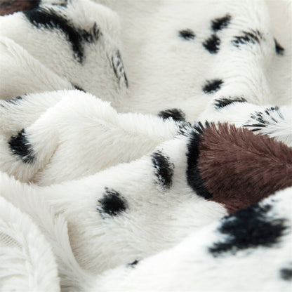 HST Cow Print Faux Fur Throw Blanket Soft Cozy Reversible Fall Winter Decor Gift