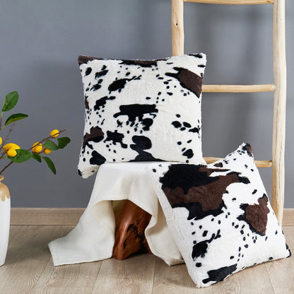 HST Cow Print Faux Fur Throw Blanket Soft Cozy Reversible Fall Winter Decor Gift