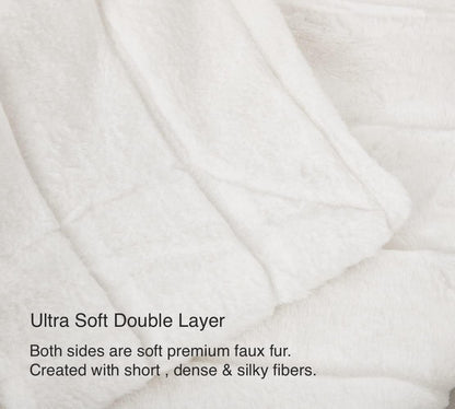 Ultra Soft Reversible Faux Fur Throw, Fluffy Blanket for Winter Sofa Couch, Cuddly & Warm(50"X 60", White)