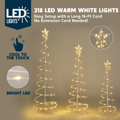 3 Pack Spiral Tree Christmas Decoration Outdoor,218 LED Christmas Tree Light Decorations,Christmas Yard Light with Stakes Decorations Outdoor Holiday Decor
