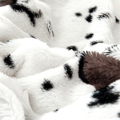 HST Cow Print Faux Fur Throw Blanket Soft Cozy Reversible Fall Winter Decor Gift