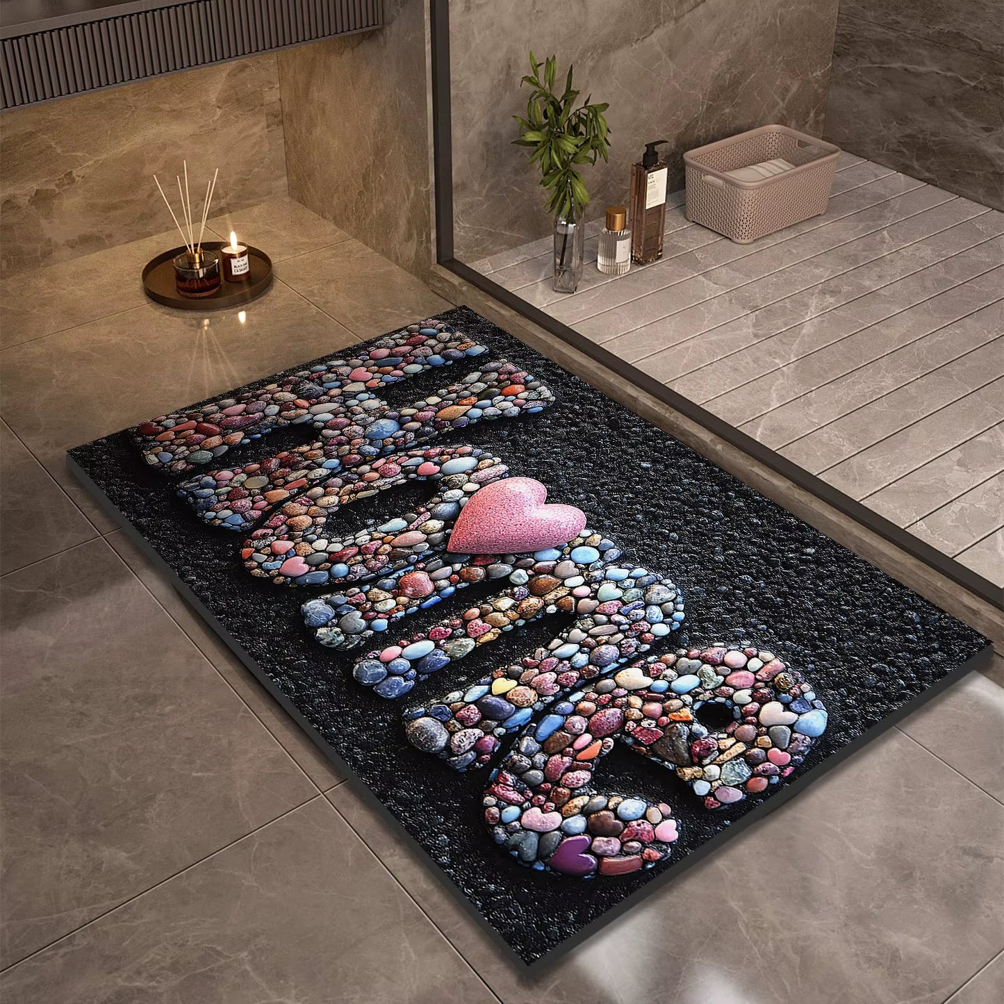 Stone Design Diatomite Bath Mat Bathroom Non-Slip Shower Foot Mats Absorbent Quick Dry Toilet Rugs Carpet Doormat Washable