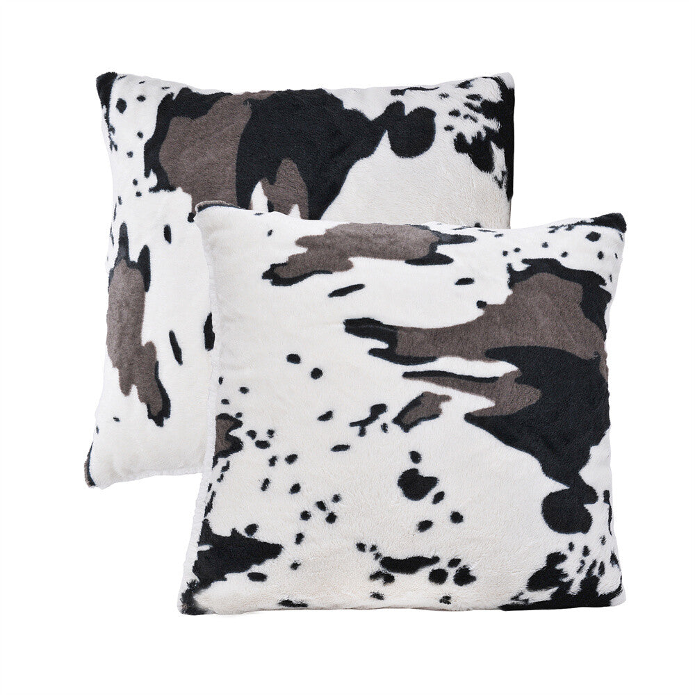 HST Cow Print Faux Fur Throw Blanket Soft Cozy Reversible Fall Winter Decor Gift