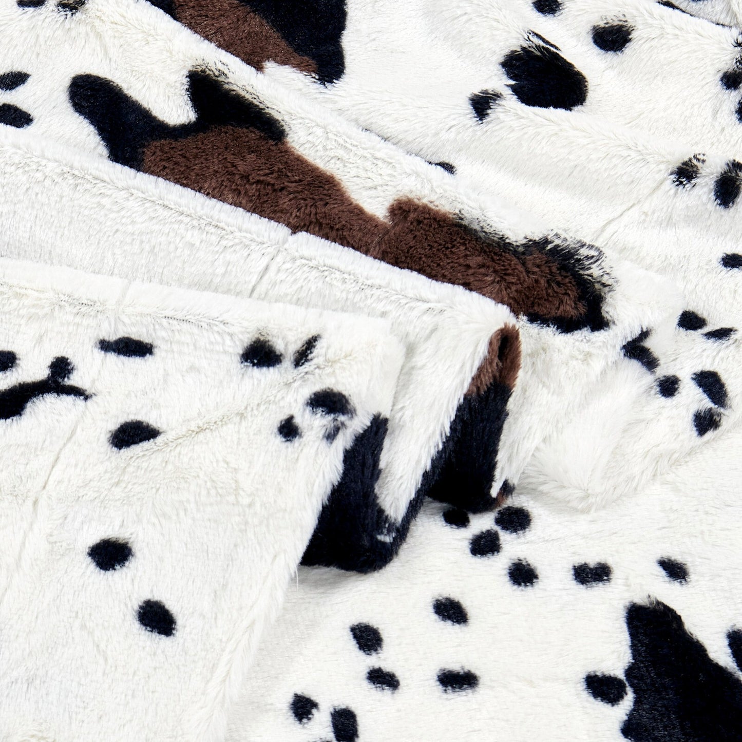 HST Cow Print Faux Fur Throw Blanket Soft Cozy Reversible Fall Winter Decor Gift