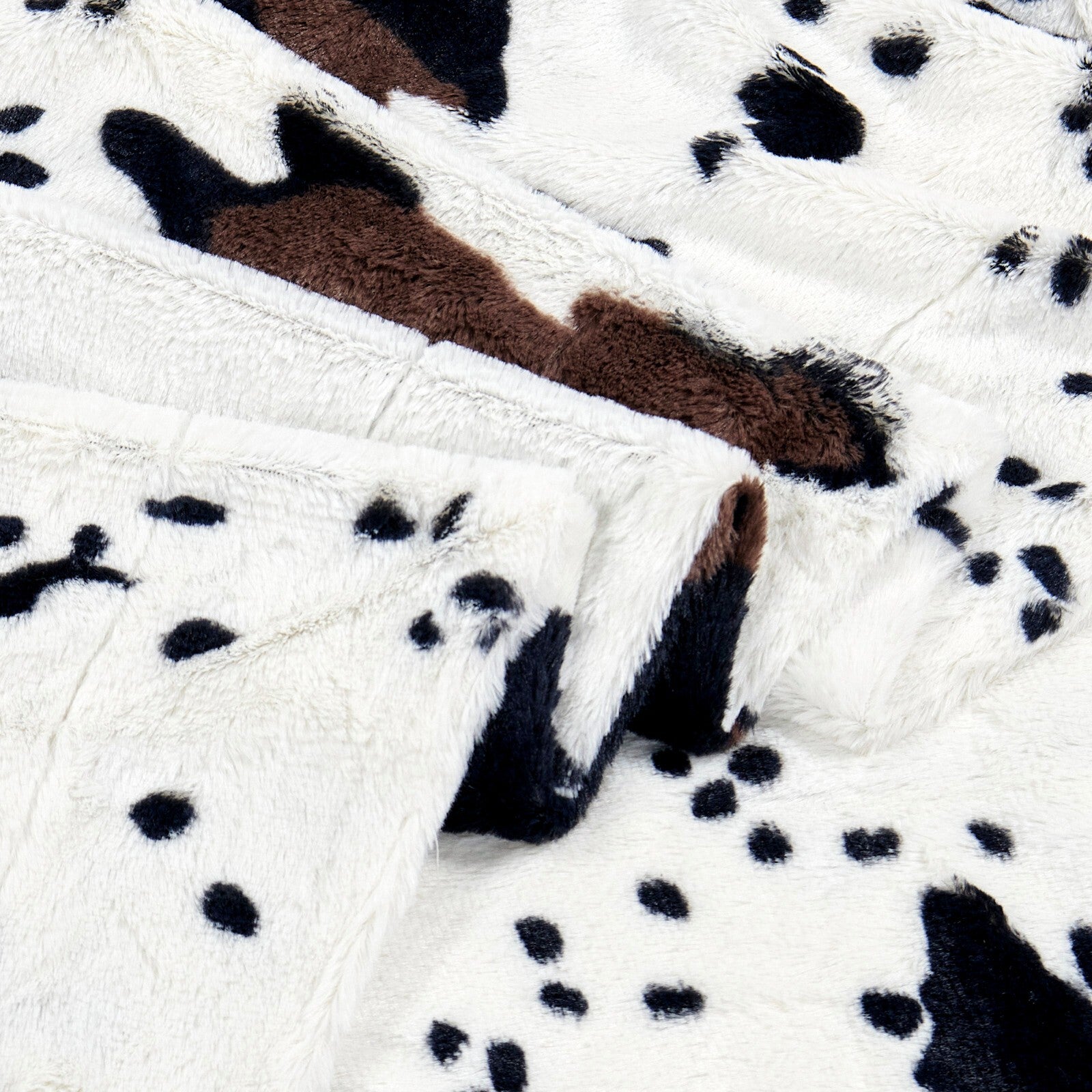 HST Cow Print Faux Fur Throw Blanket Soft Cozy Reversible Fall Winter Decor Gift