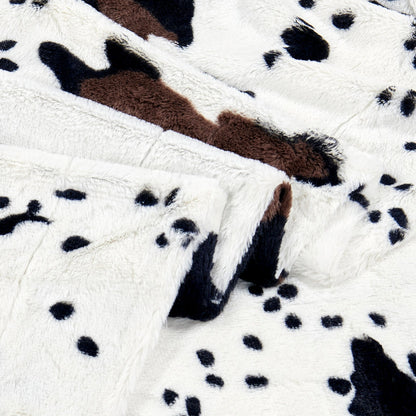 HST Cow Print Faux Fur Throw Blanket Soft Cozy Reversible Fall Winter Decor Gift