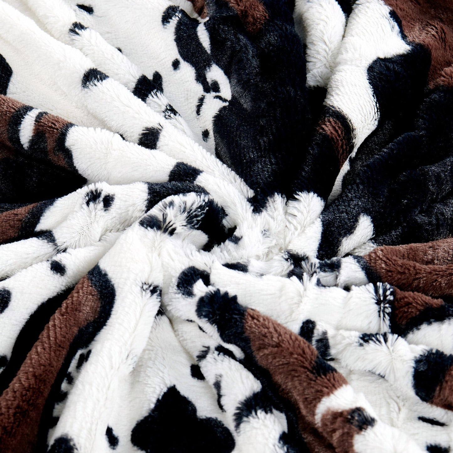 HST Cow Print Faux Fur Throw Blanket Soft Cozy Reversible Fall Winter Decor Gift