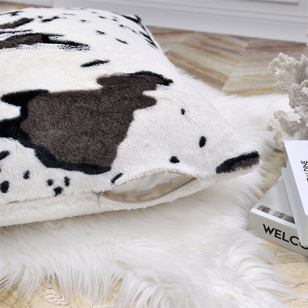HST Cow Print Faux Fur Throw Blanket Soft Cozy Reversible Fall Winter Decor Gift