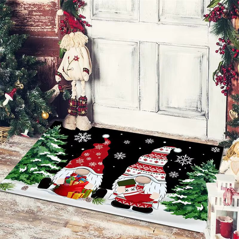 Christmas Welcome Entrance Doormat Decor Kitchen Hallway Rugs Bathroom Non-Slip Foot Rug Living Room Carpet Christmas Decoration