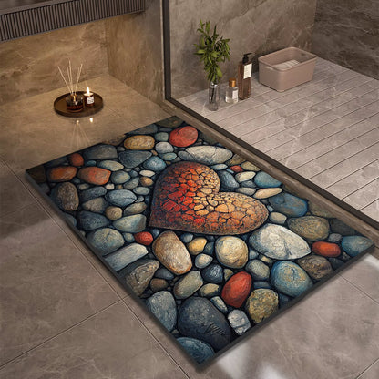 Stone Design Diatomite Bath Mat Bathroom Non-Slip Shower Foot Mats Absorbent Quick Dry Toilet Rugs Carpet Doormat Washable