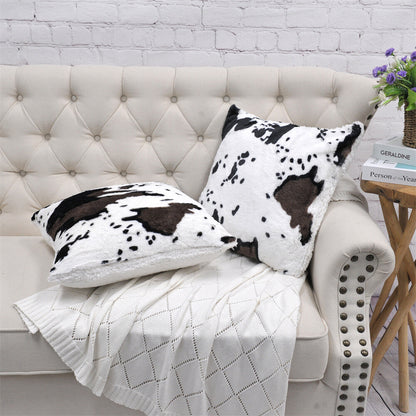 HST Cow Print Faux Fur Throw Blanket Soft Cozy Reversible Fall Winter Decor Gift