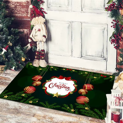 Christmas Welcome Entrance Doormat Decor Kitchen Hallway Rugs Bathroom Non-Slip Foot Rug Living Room Carpet Christmas Decoration